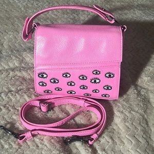 MIN & MON Anastasio Micro Crossbody Handbag Royal Blue Leather - Eyes Embroidery